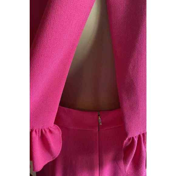Trina Turk Sz 4 KAYLEEN Dress Magenta Fuchsia Pink Open Split Back - Picture 7 of 15